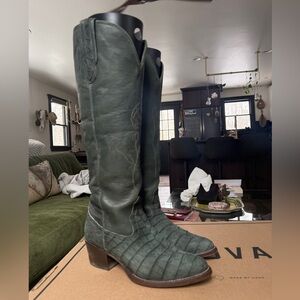 Tecovas Dark Green Heeled Boots